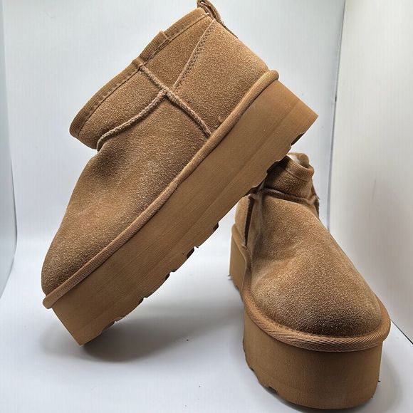 CUSHIONAIRE Women's Genuine Suede pull on platform boot +Memory Foam 8 CHESTNUT - Picture 7 of 7